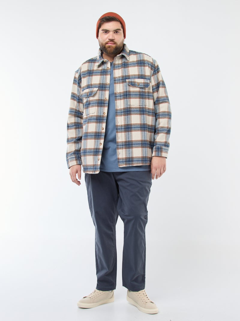 Geruit overshirt van katoenflanel Biege - Kiabi