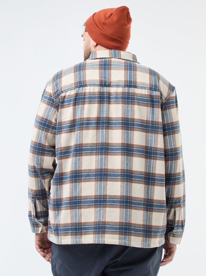 Geruit overshirt van katoenflanel Biege - Kiabi