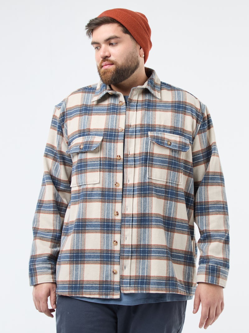 Geruit overshirt van katoenflanel Biege - Kiabi