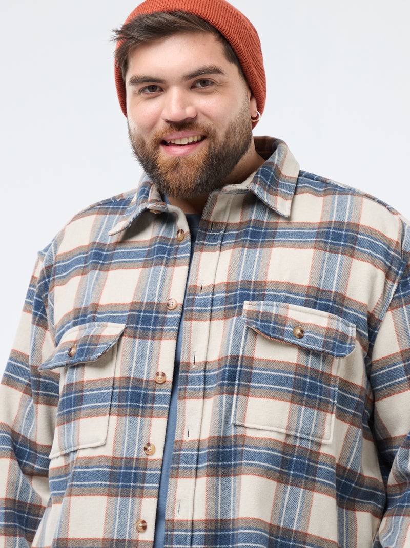 Geruit overshirt van katoenflanel Biege - Kiabi