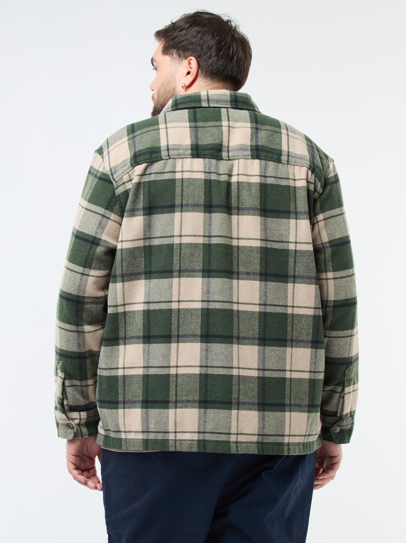 Geruit overshirt van katoenflanel Kaki - Kiabi