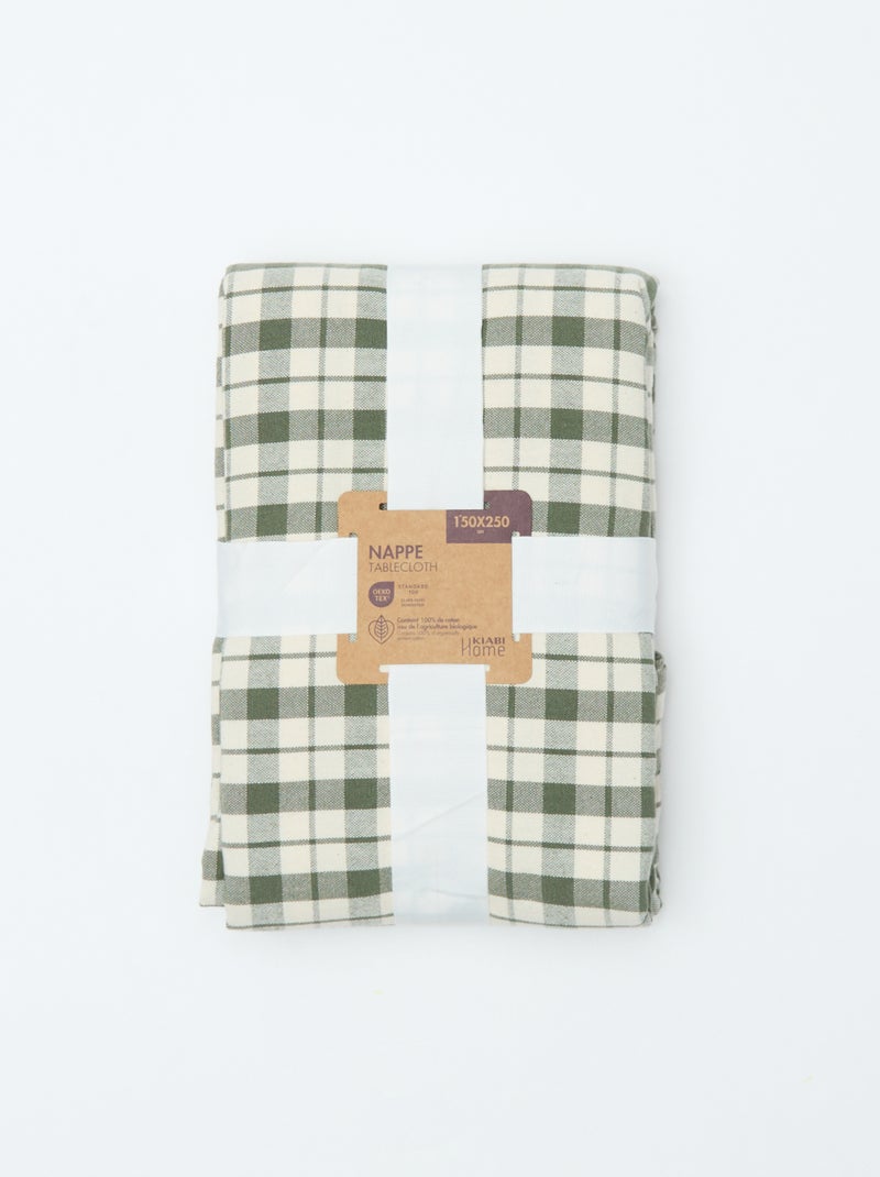Geruit tafelkleed 150 x 250 cm - Kiabi Home Kaki - Kiabi