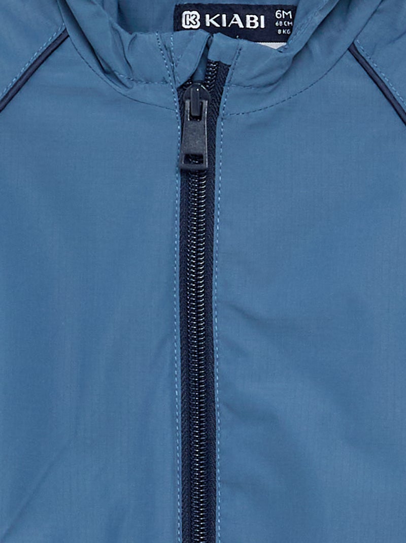Geruit windjack met capuchon Blauw - Kiabi