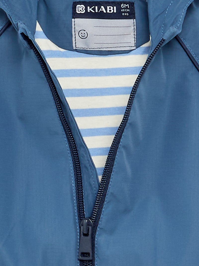 Geruit windjack met capuchon Blauw - Kiabi