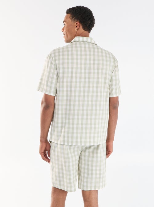 Geruite 2-delige korte pyjamaset hemd + short - Kiabi