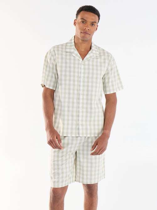 Geruite 2-delige korte pyjamaset hemd + short - Kiabi