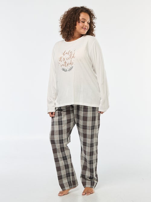 Geruite, 2-delige pyjama met T-shirt + broek - 2-delig - Kiabi