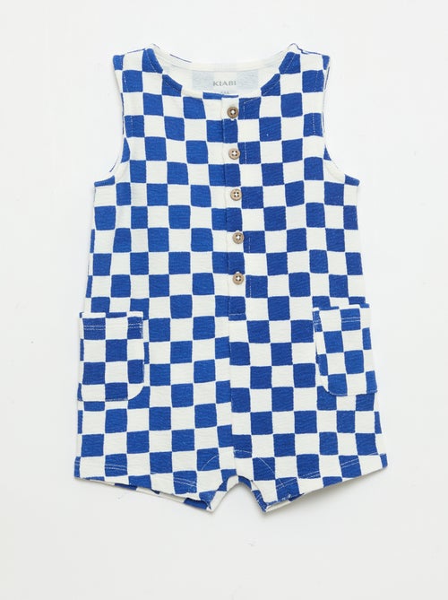 Geruite babyterry romper - Kiabi