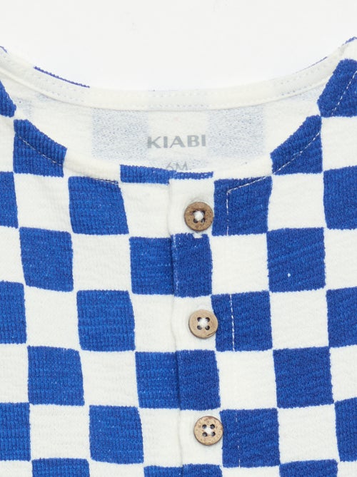 Geruite babyterry romper - Kiabi