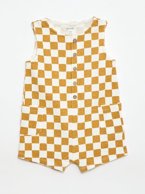 Geruite babyterry romper - Kiabi