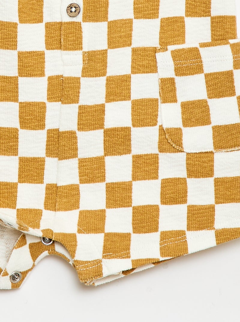 Geruite babyterry romper Geel - Kiabi