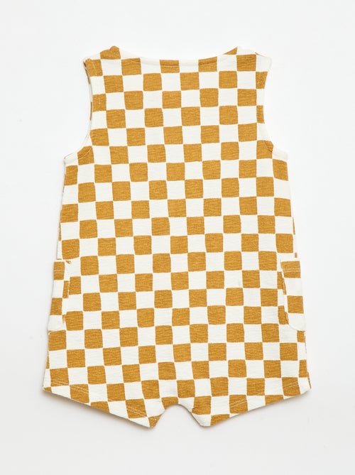 Geruite babyterry romper - Kiabi