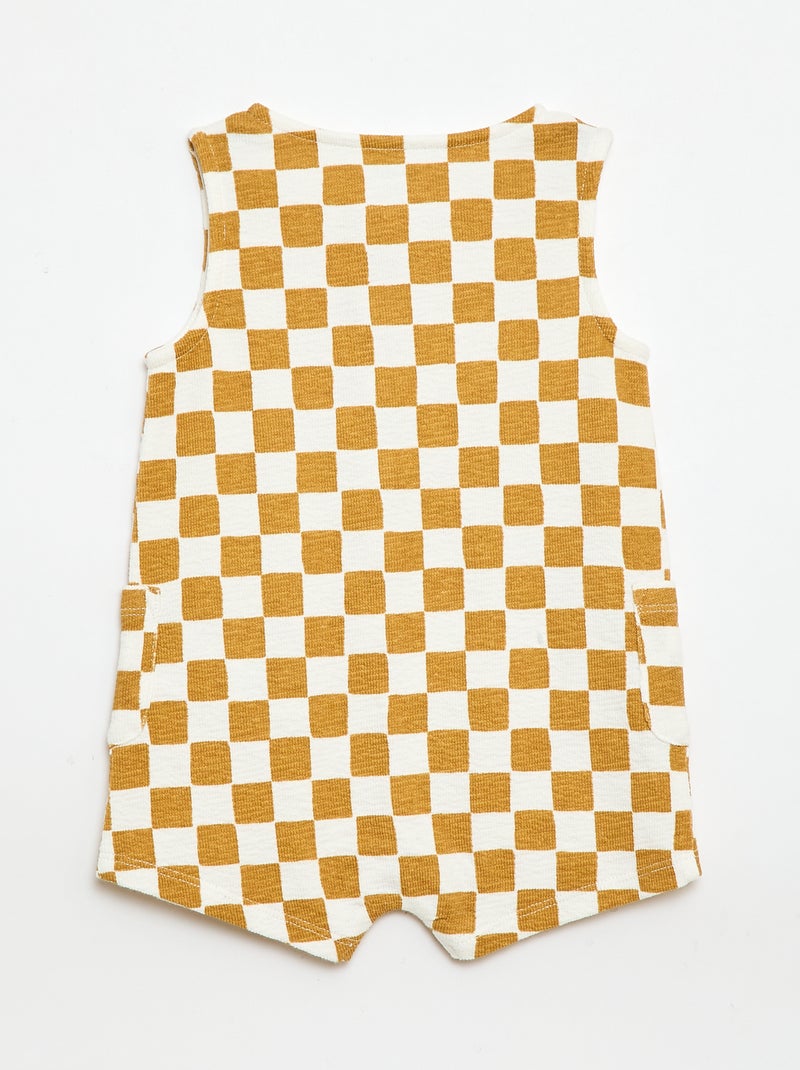 Geruite babyterry romper Geel - Kiabi