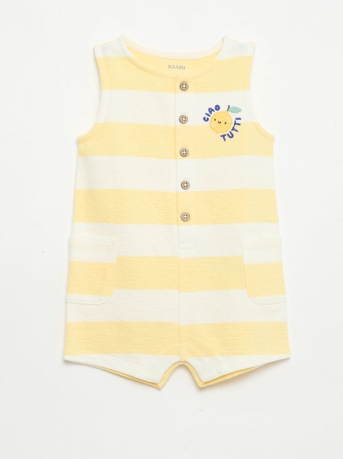 Geruite babyterry romper - Kiabi
