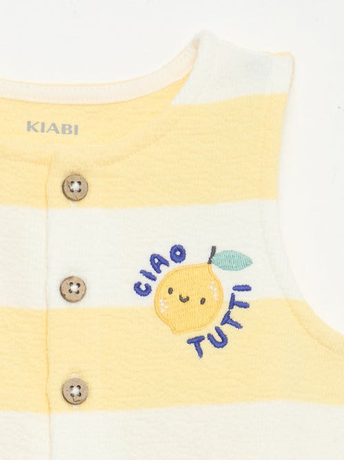 Geruite babyterry romper - Kiabi