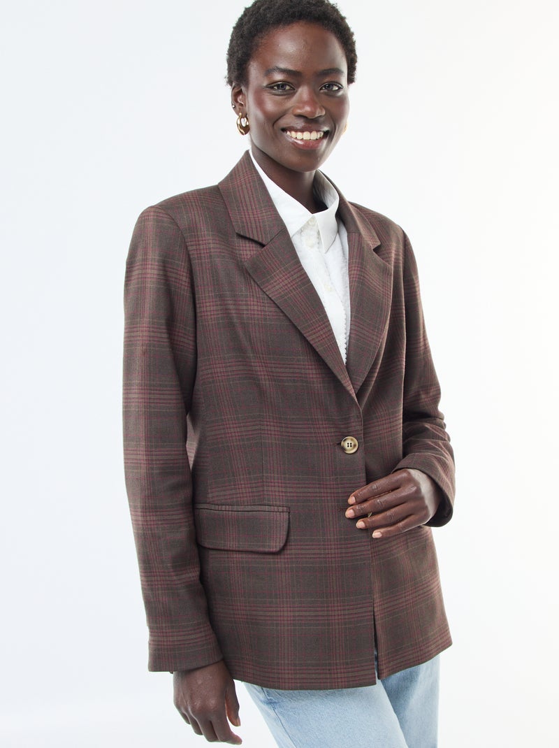 Geruite blazer - Bruin - Kiabi