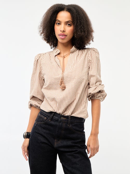 Geruite blouse met lange mouwen - Kiabi