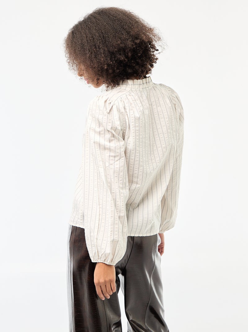 Geruite blouse met lange mouwen Biege - Kiabi
