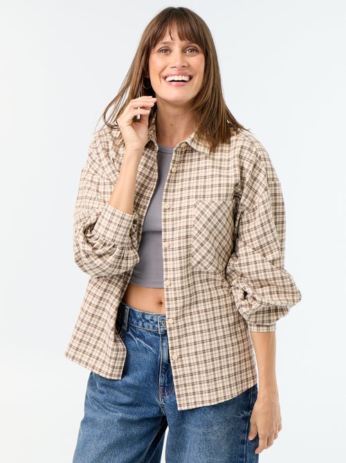 Geruite blouse met lange mouwen - Kiabi
