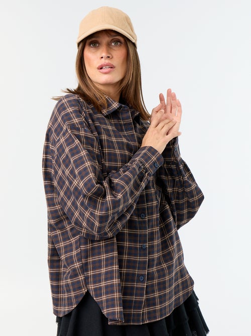 Geruite blouse met lange mouwen - Kiabi
