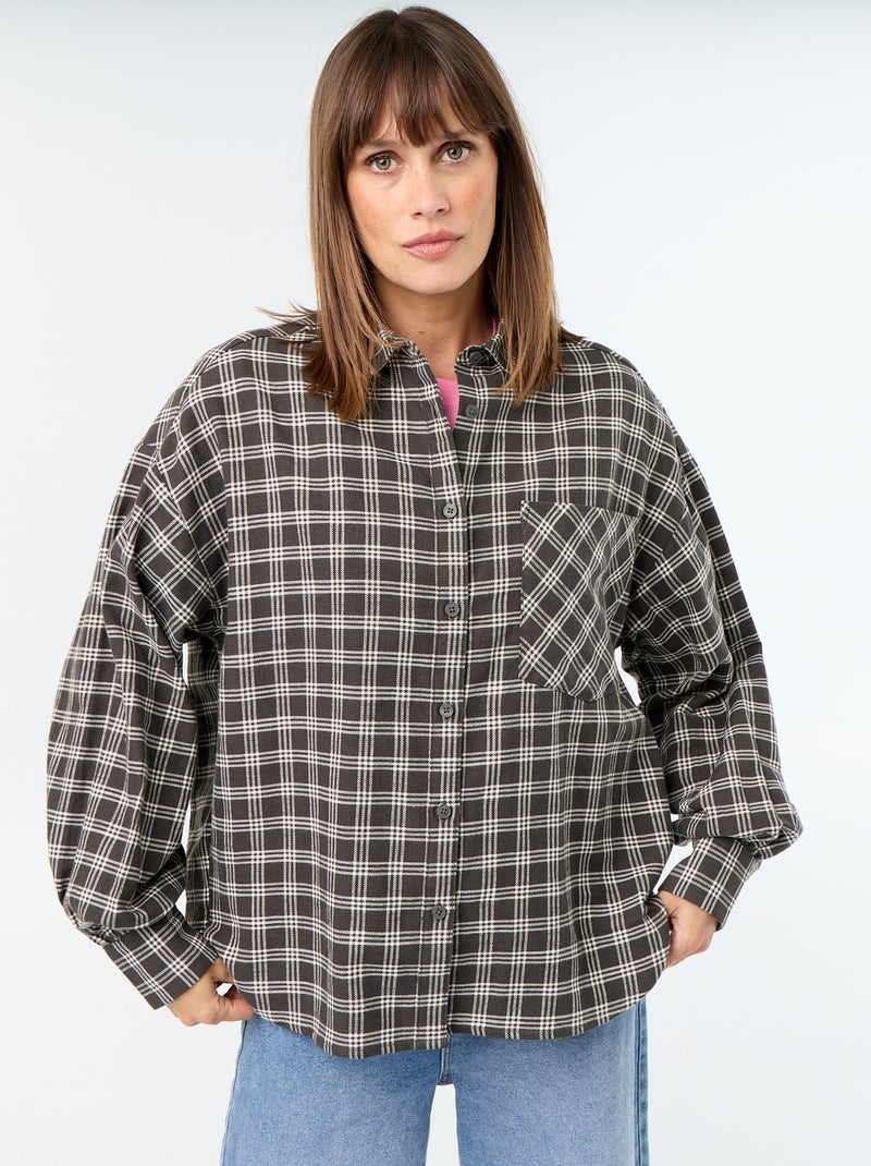 Geruite blouse met lange mouwen Groen - Kiabi