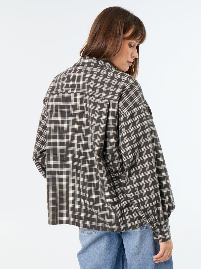 Geruite blouse met lange mouwen Groen - Kiabi