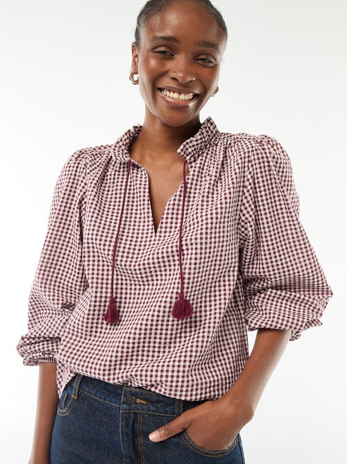 Geruite blouse met lange mouwen - Kiabi
