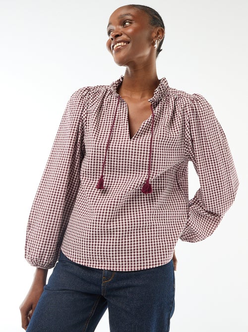 Geruite blouse met lange mouwen - Kiabi