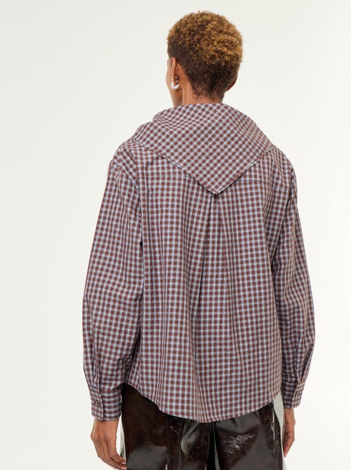 Geruite blouse met sjaal - Kiabi
