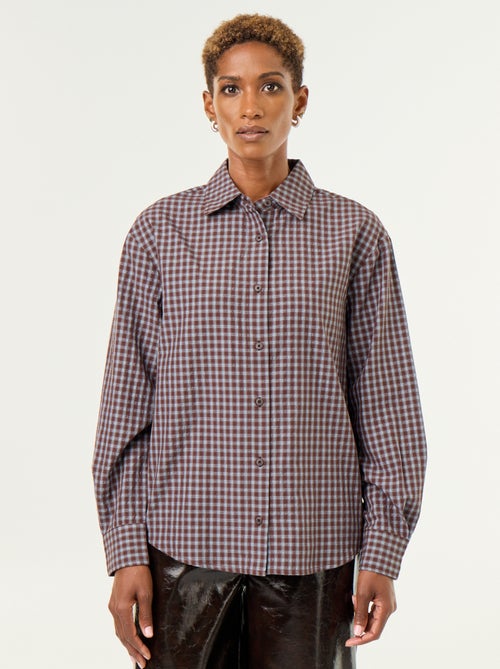Geruite blouse met sjaal - Kiabi