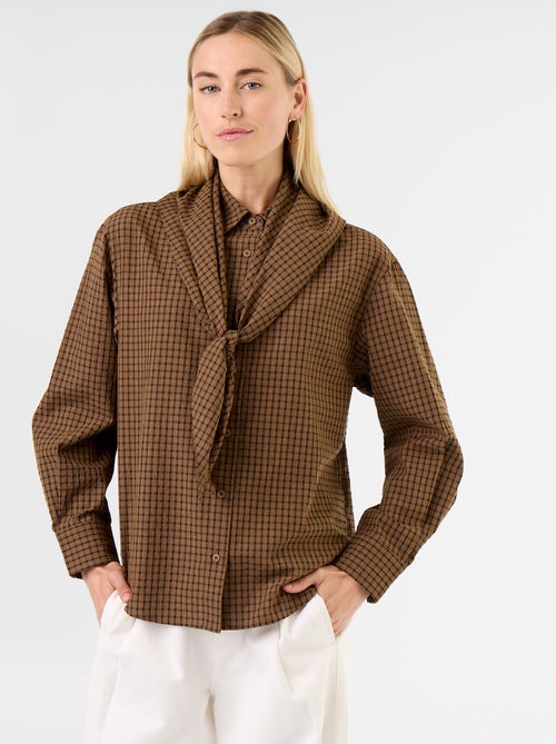Geruite blouse met sjaal - Kiabi
