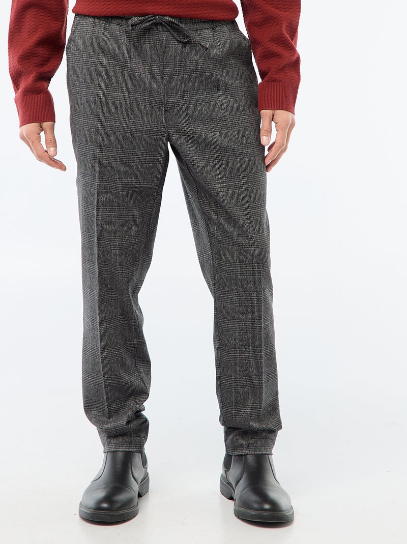 Geruite broek in joggingstijl Zwart - Kiabi