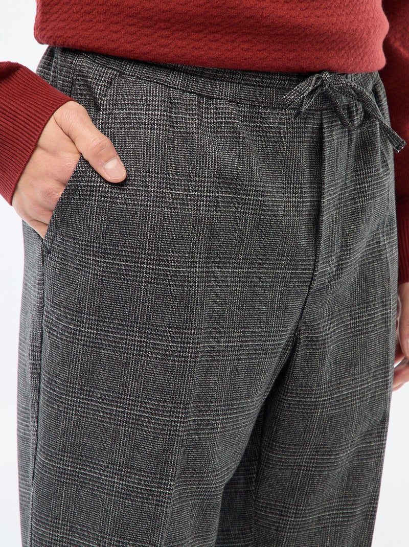 Geruite broek in joggingstijl Zwart - Kiabi