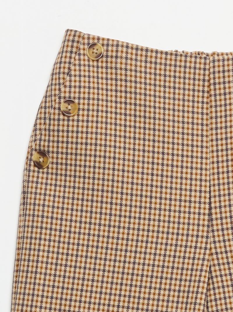 Geruite broek met wijde pasvorm Bruin - Kiabi