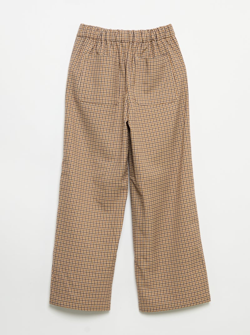 Geruite broek met wijde pasvorm Bruin - Kiabi