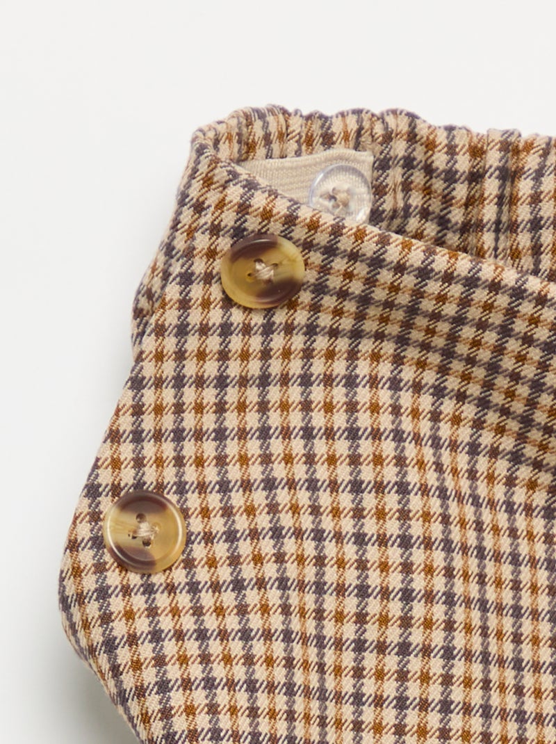 Geruite broek met wijde pasvorm Bruin - Kiabi