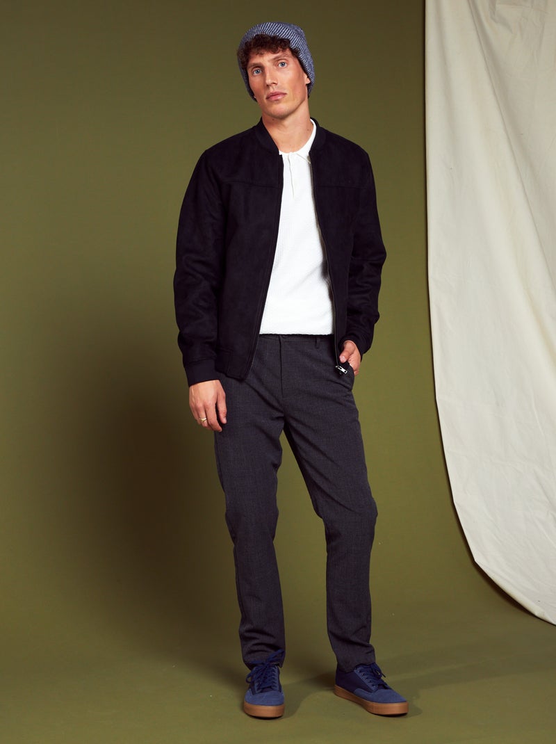 Geruite chino broek ZWART - Kiabi