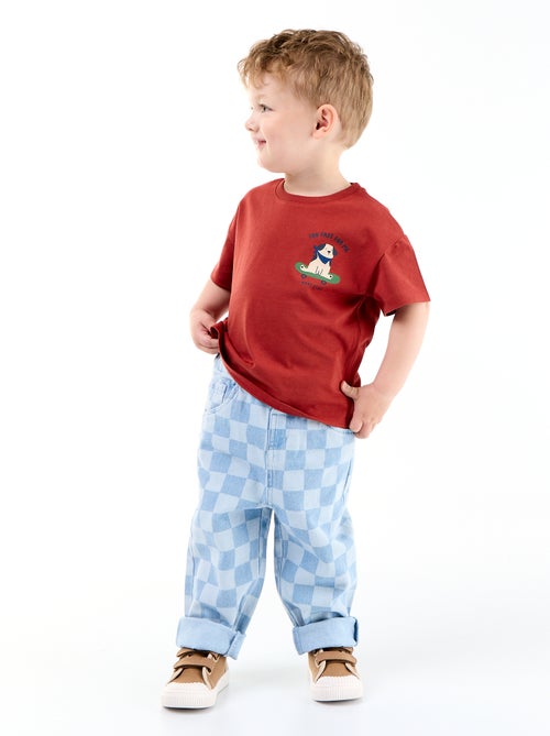 Geruite denim broek - Kiabi