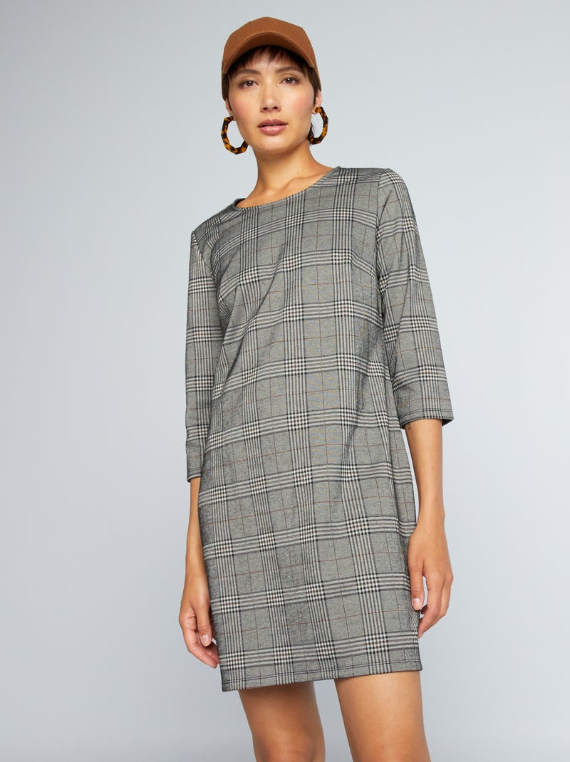 Geruite jurk van milanotricot BRUIN - Kiabi