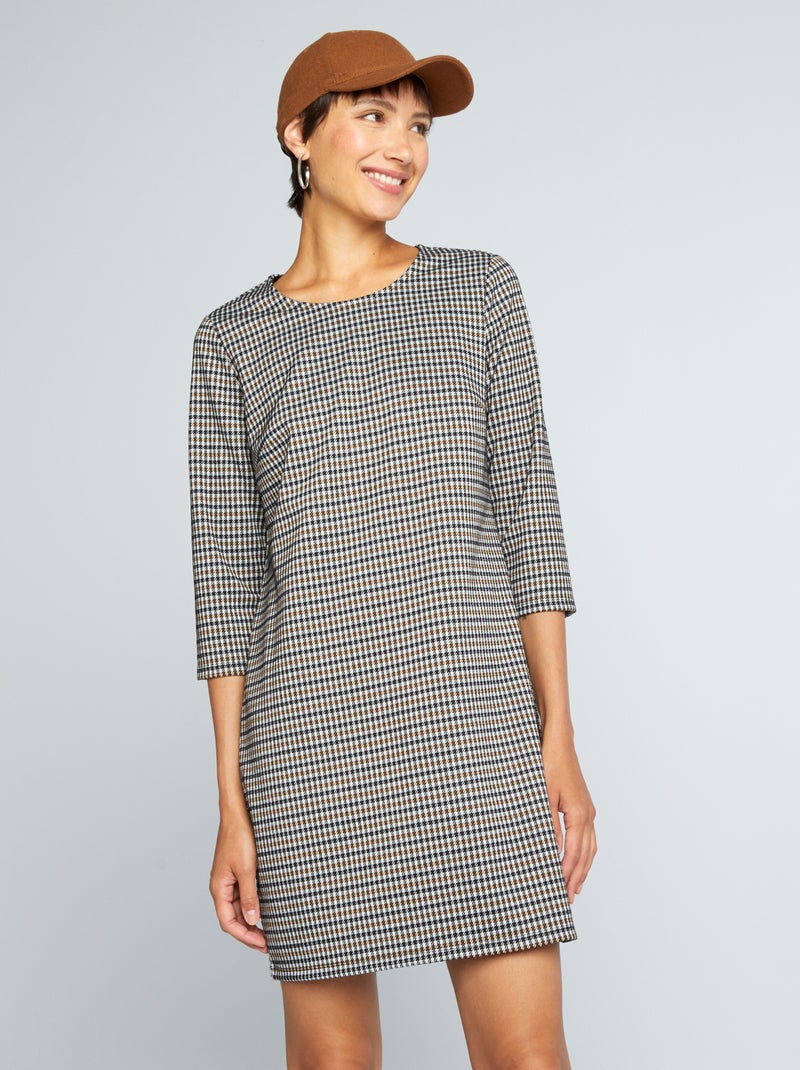 Geruite jurk van milanotricot BRUIN - Kiabi