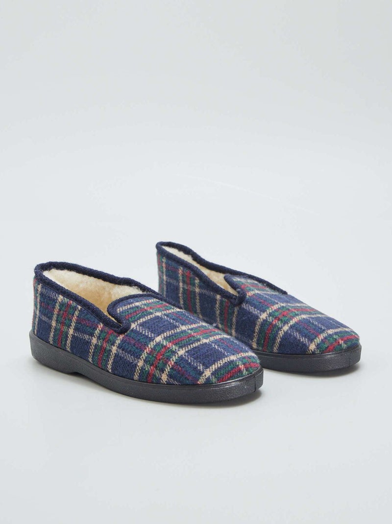 Geruite pantoffels BLAUW - Kiabi