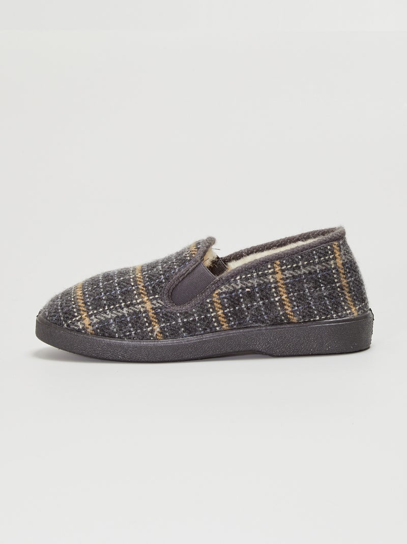 Geruite pantoffels grijs - Kiabi