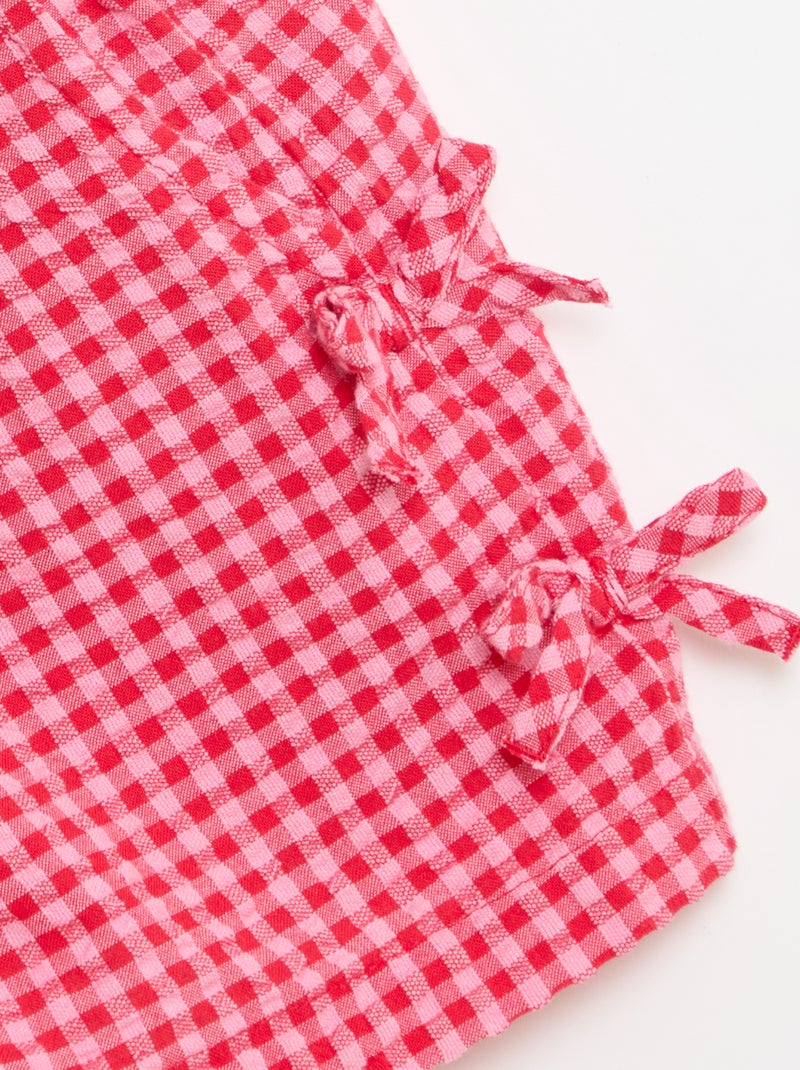 Geruite short met decoratieve strikjes Rose - Kiabi