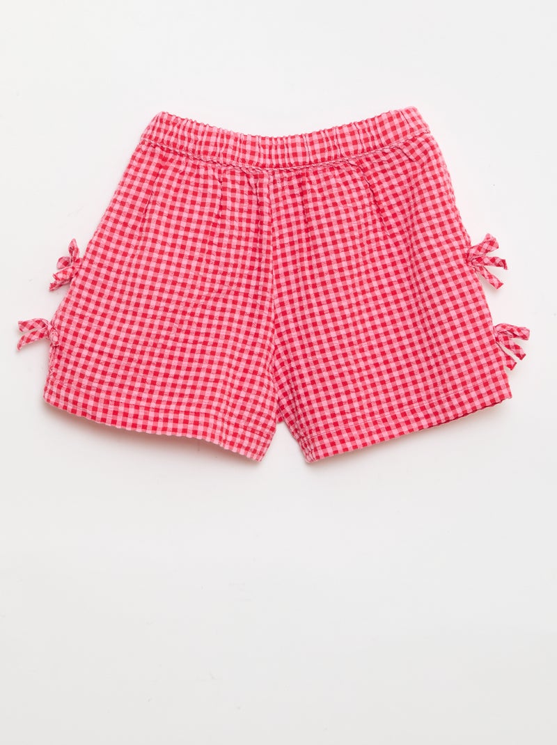 Geruite short met decoratieve strikjes Rose - Kiabi