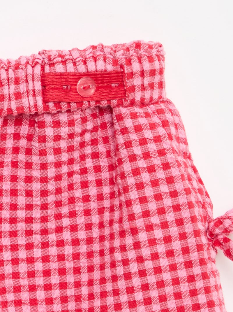 Geruite short met decoratieve strikjes Rose - Kiabi