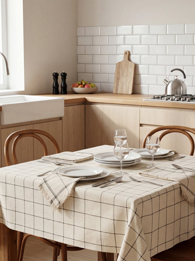 Geruite tafelkleed (150x200 cm) - Kiabi Home ZWART - Kiabi