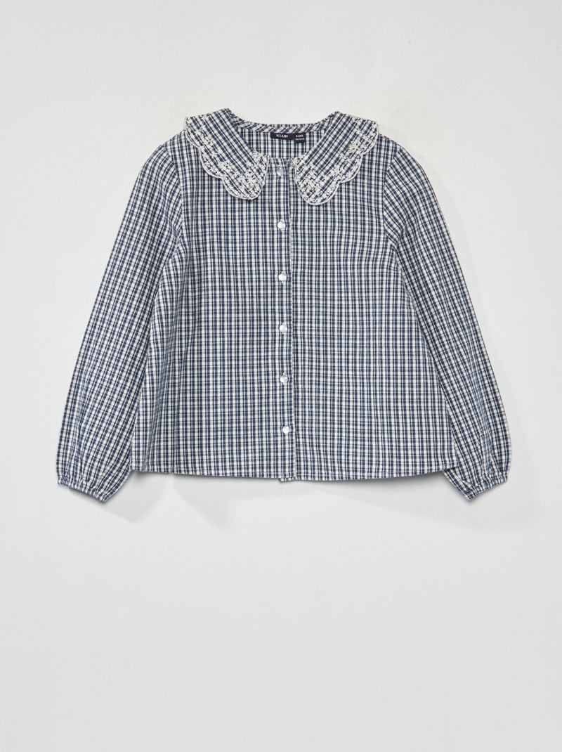 Geruite top BLAUW - Kiabi