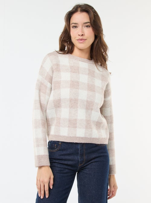 Geruite trui van zachte stof - Kiabi