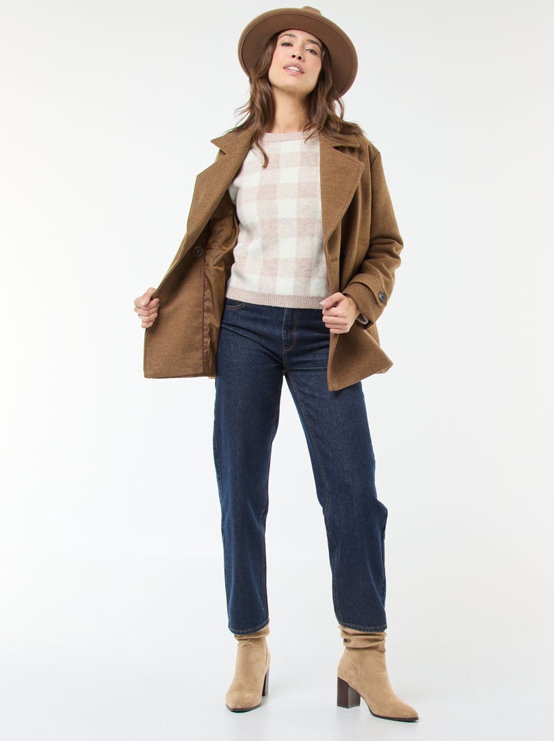 Geruite trui van zachte stof Biege - Kiabi