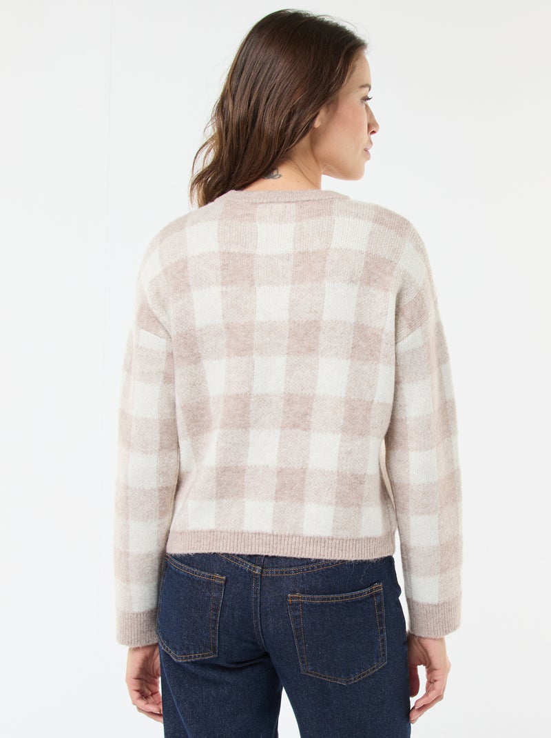 Geruite trui van zachte stof Biege - Kiabi